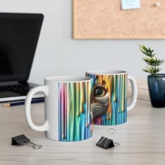 Mug coloré 3D Chat - Idée cadeau - Tasse en céramique - Humour Sympa Fun