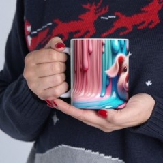 Mug coloré 3D Cochon - Idée cadeau - Tasse en céramique - Humour Sympa Fun