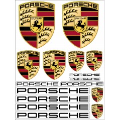 1 Planche de 16 Stickers- Autocollants Porsche 
