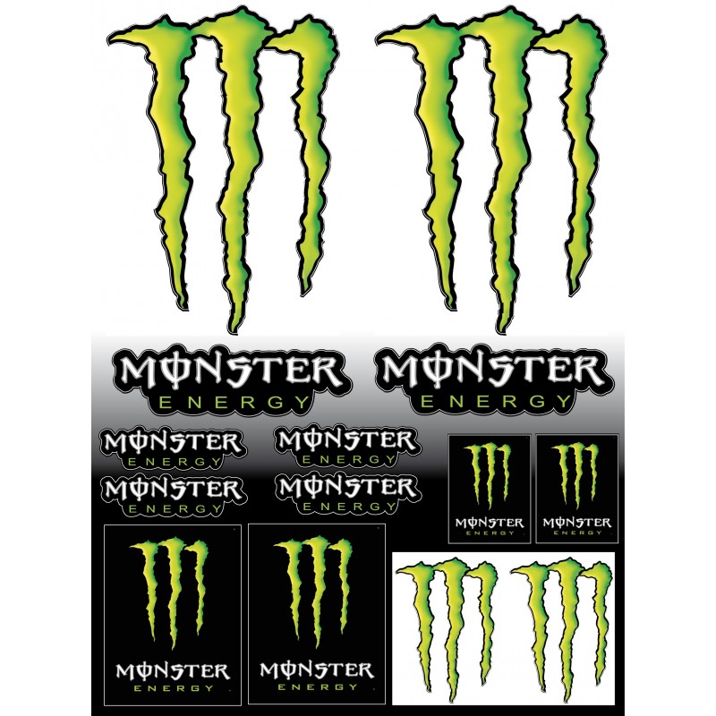 Planche de stickers Monster 30x30cm vert – Pièce moto et scooter