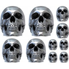 10 stickers autocollants Skull 3D
