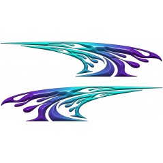 2 Stickers Flaming Tuning 180x40cm Purple