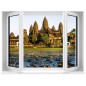 Sticker trompe l'oeil Fenêtre Temple Angkor