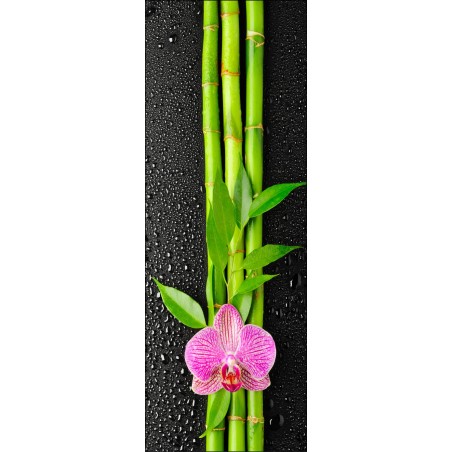 Sticker pour porte plane Orchidée Bambous