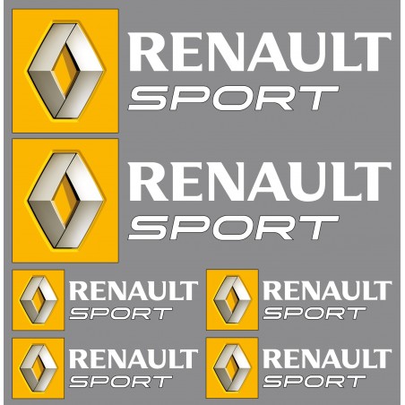 6 Stickers autocollants logo Renault sport blanc