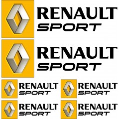 6 Stickers autocollants logo Renault sport Noir