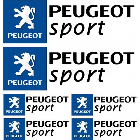 6 Stickers autocollants logo Peugeot sport Noir