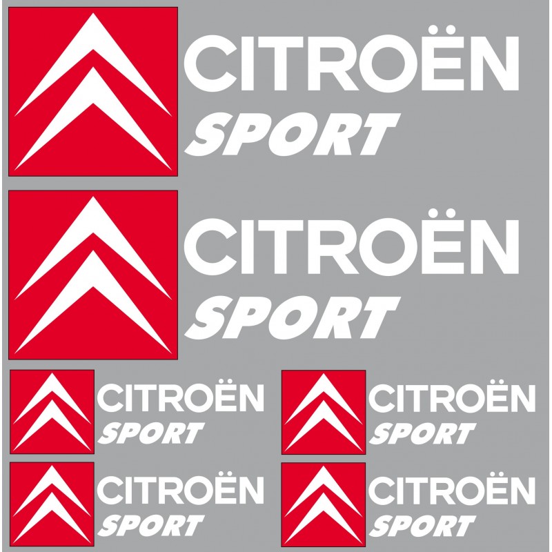 6 Stickers autocollants logo Citroen sport blanc
