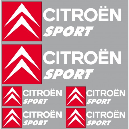 6 Stickers autocollants logo Citroen sport blanc