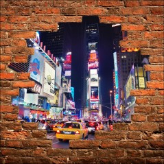 Sticker mural trompe l'oeil New York taxi