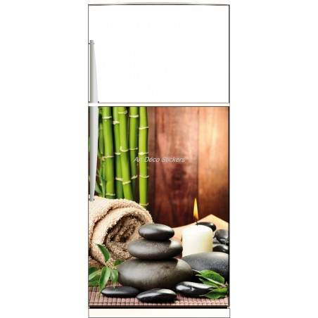 Sticker frigo déco cuisine Bambous Galets - ou Magnet frigo